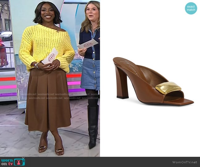 Giuseppe Zanotti Gz Mya Stone 90 Sandals in Brown worn by Ego Nwodim on Today