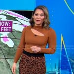 Ginger’s brown cutout top and leopard skirt on Good Morning America