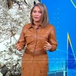 Ginger’s brown leather shirtdress on Good Morning America