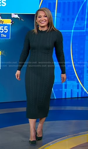 Ginger's green cable knit sweater dress on Good Morning America