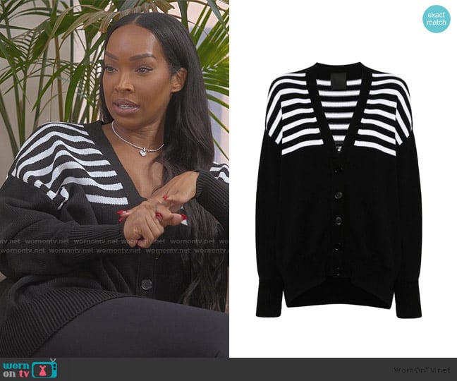 Givenchy 4G striped cardigan worn by Malika Haqq (Malika Haqq) on The Kardashians