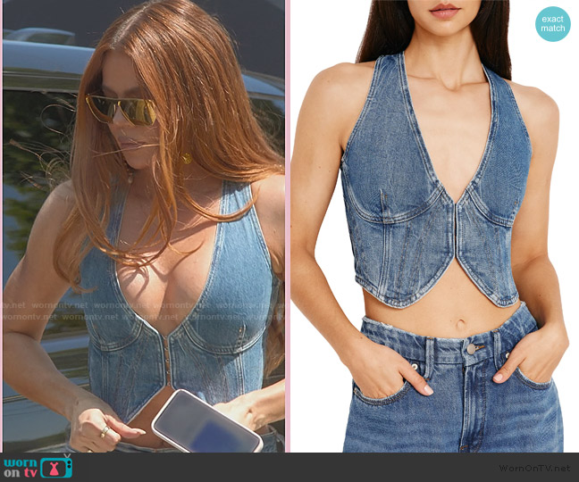 Good American Denim Cropped Vest Top worn by Khloe Kardashian (Khloe Kardashian) on The Kardashians