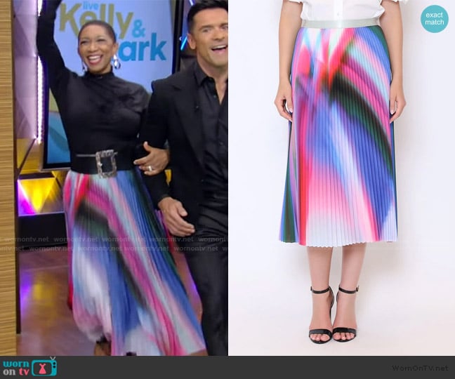 Gracia Rainbow pleated skirt worn by Deja Vu on Live with Kelly and Mark