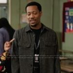 Gregory’s black striped jacket on Abbott Elementary