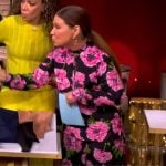 Gretta Monahan’s black floral top and pants on The View