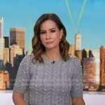 Rebecca’s grey pearl embellished sweater on Good Morning America