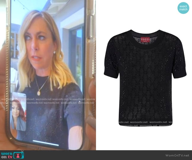 Gucci GG Crystal Wool Top worn by Sutton Stracke on The Real Housewives of Beverly Hills