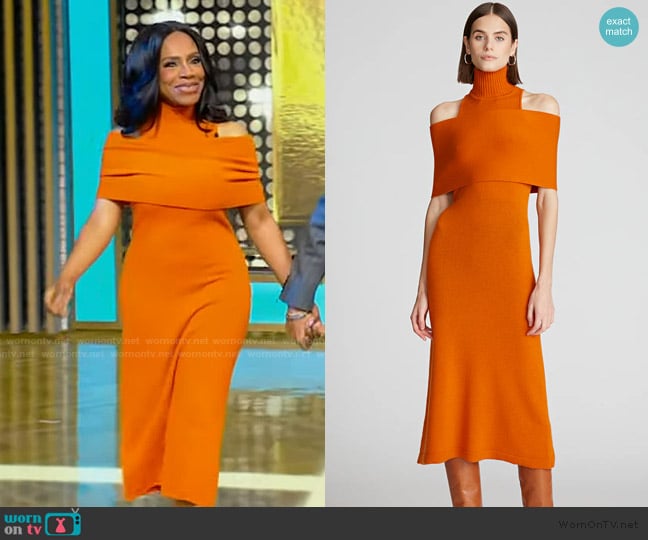 Halston Ensley Dress in Wool and Cashmere worn by Sheryl Lee Ralph on Tamron Hall Show