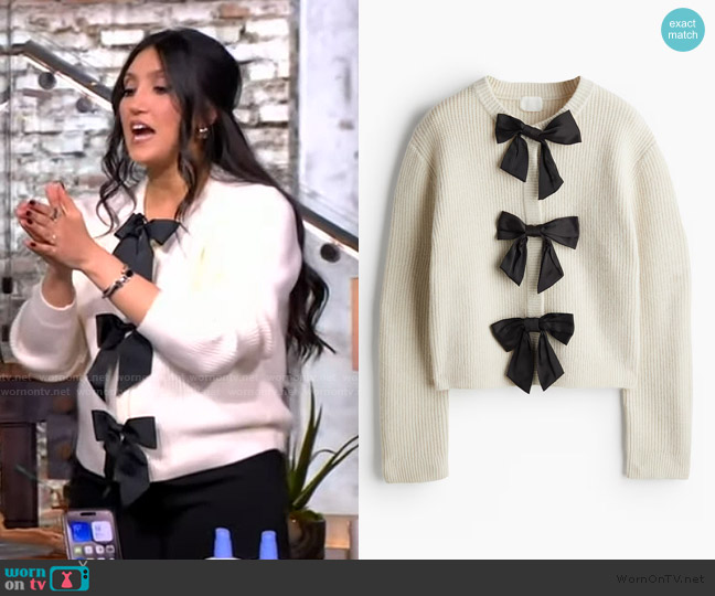 H&M Bow-Front Rib-Knit Cardigan worn by Dr Sheila Farhang on The View