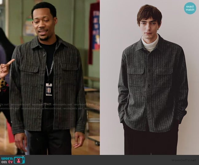 H&M Regular Fit Felted overshirt worn by Gregory Eddie (Tyler James Williams) on Abbott Elementary