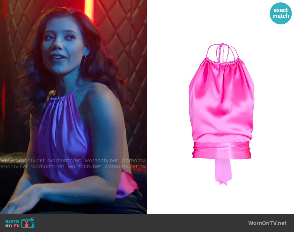 Harmur Tie-Back Silk Halter Top worn by Violet Mikami (Hanako Greensmith) on Chicago Fire