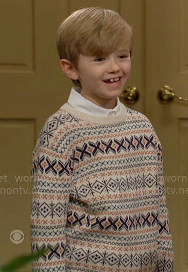 Harrison's fair isle print sweater on The Young and the Restless