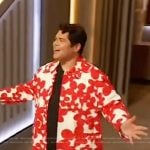 Harvey Guillen’s red floral print jacket on The Drew Barrymore Show