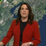 Heather’s red open jacket on Good Morning America