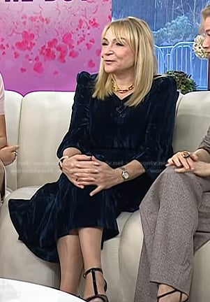 Helen Fielding’s blue velvet midi dress on Today