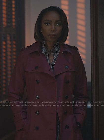 Helen's purple trench coat on Sweet Magnolias