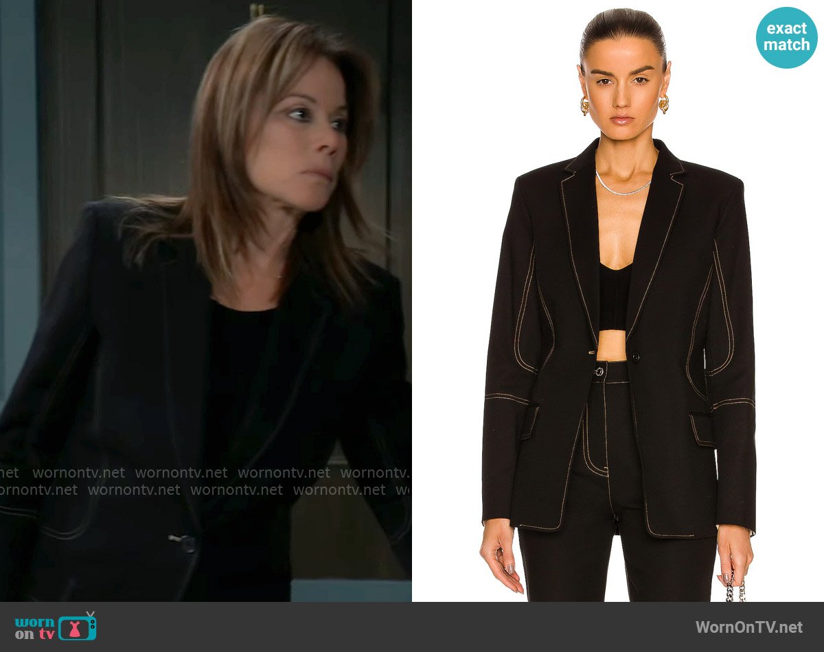 Helmut Lang Contrast Blazer worn by Alexis Davis (Nancy Lee Grahn) on General Hospital