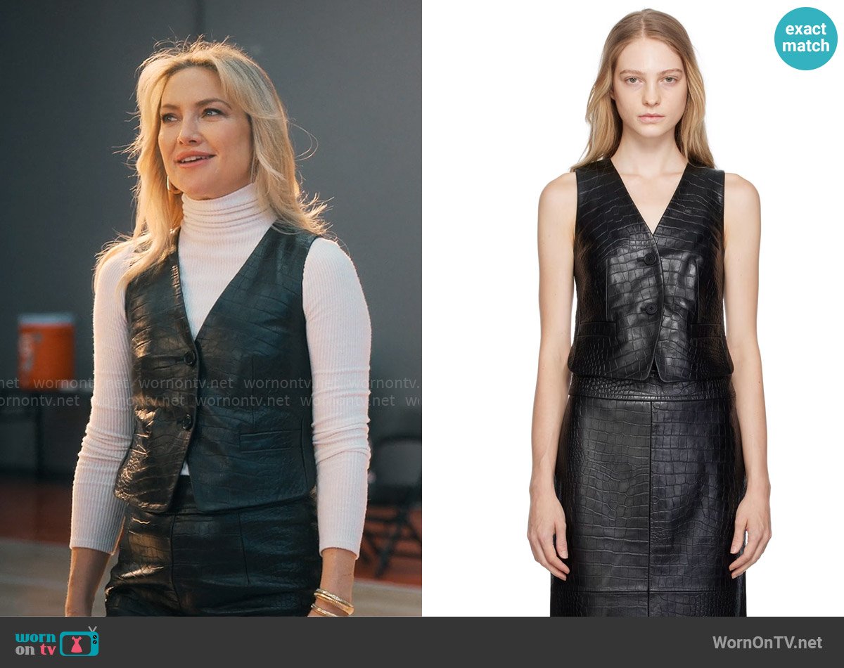 Helmut Lang Embossed Leather Vest worn by Isla Gordon (Kate Hudson) on Running Point