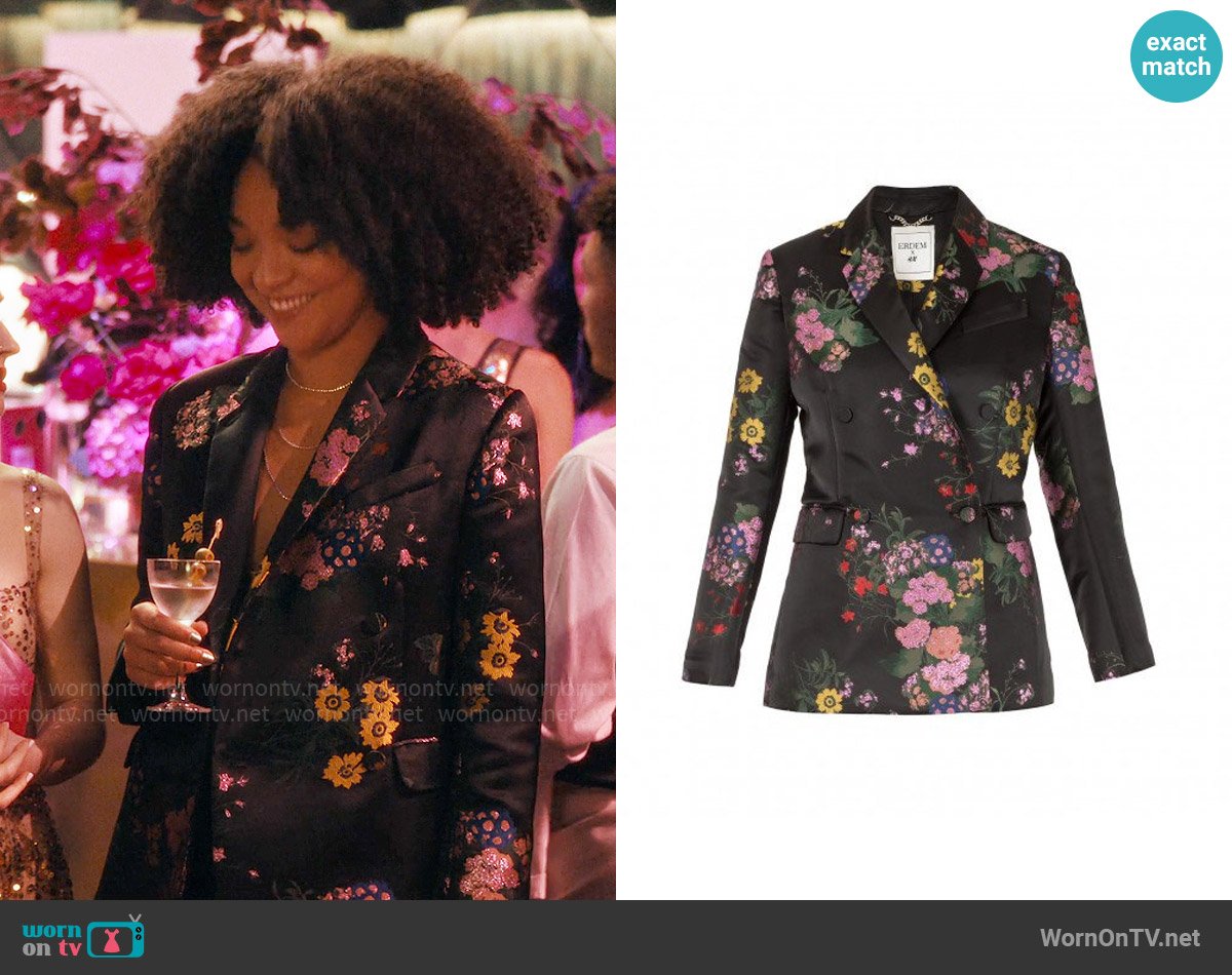 H&M x Erdem Floral Jacquard Blazer worn by Chanelle (Aisha Dee) on Apple Cider Vinegar