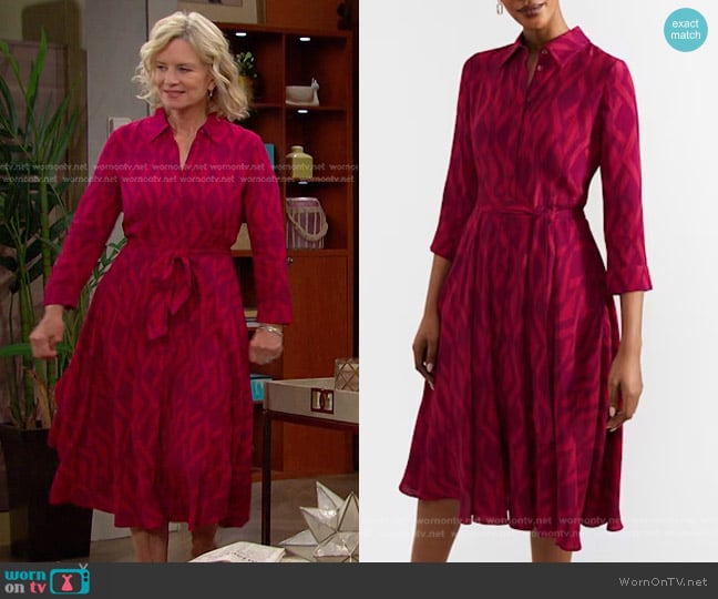 Kayla’s pink geometric print shirtdress on Days of our Lives