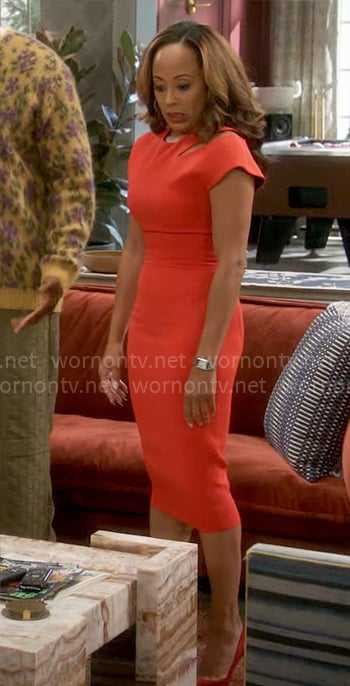 Ivy's red slash cutout dress on Poppas House