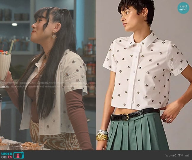 J. Crew Collection Gamine Jewel Shirt worn by Lily (Artemis) on Sweet Magnolias