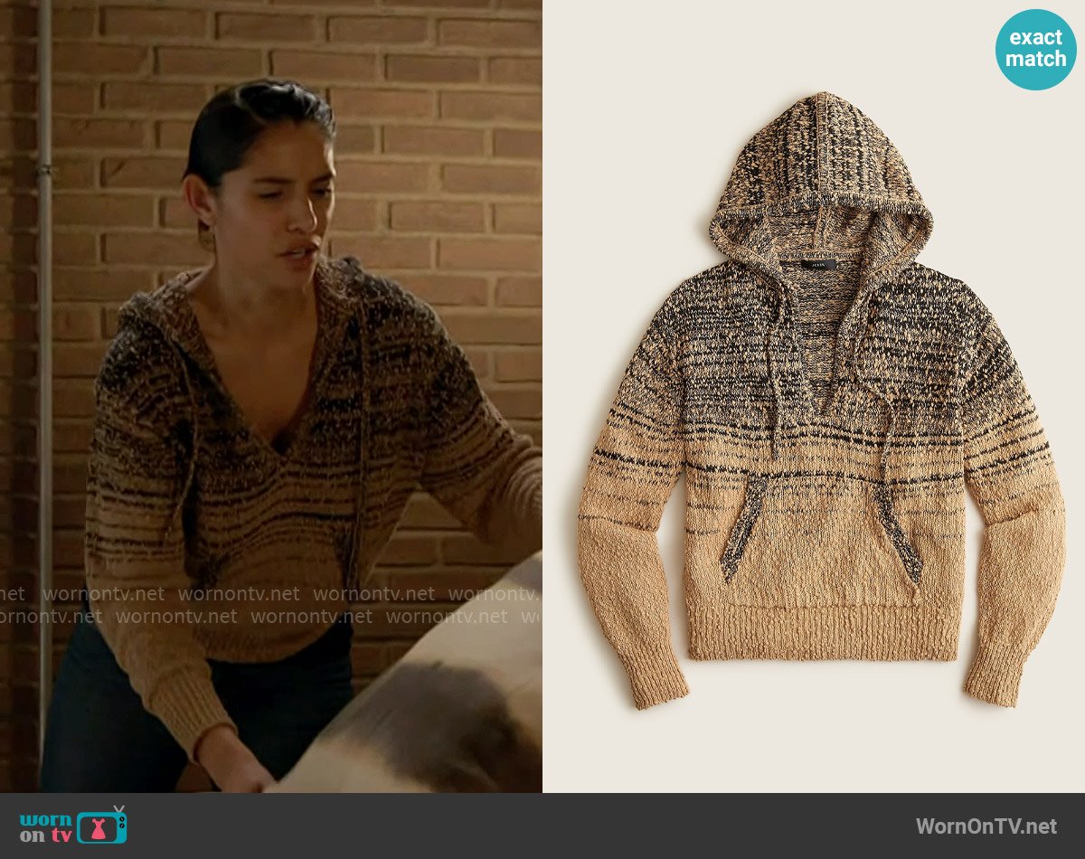 J. Crew Cropped marled sweater-hoodie worn by Stella Kidd (Miranda Rae Mayo) on Chicago Fire