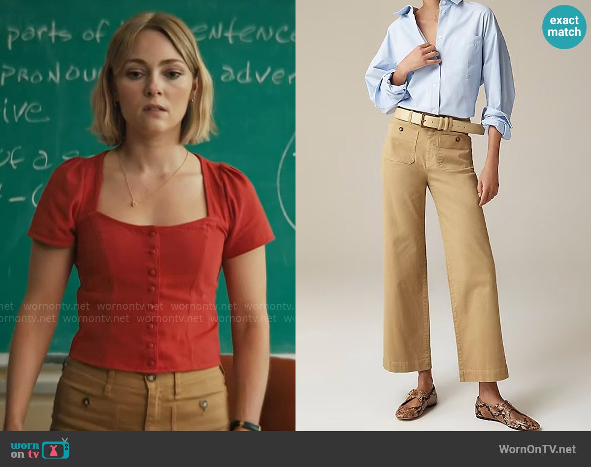 J. Crew Sailor slim wide-leg chino pant worn by Alice (AnnaSophia Robb) on Grosse Pointe Garden Society