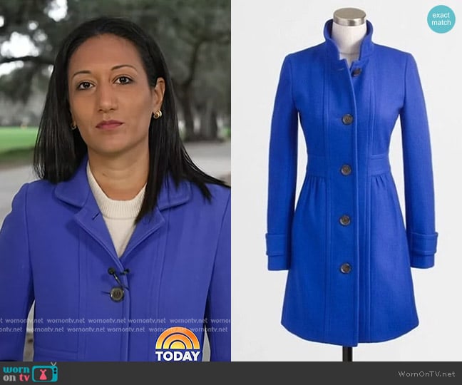 J. Crew Lady Day Wool Blend Coat in Royal Blue worn by Priya Sridhar on Today