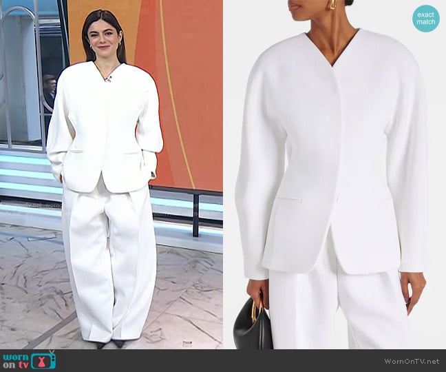 Jacquemus La Veste Ovalo Cady Jacket worn by Monica Barbaro on Today