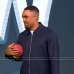 Jalen Hurts’s navy pinstripe jacket and pants on The View