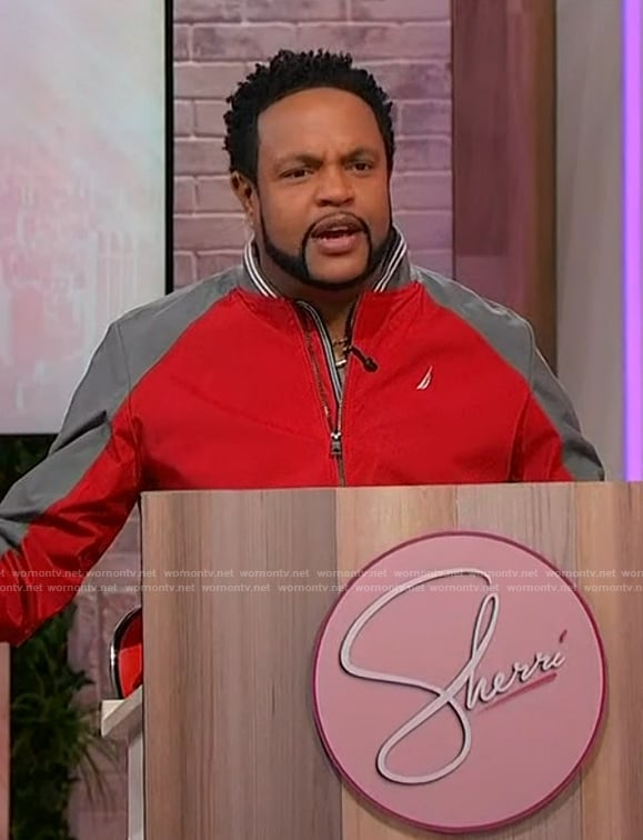 Jawn’s red colorblock jacket on Sherri