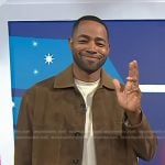 Jay Ellis’s brown suede jacket on Today