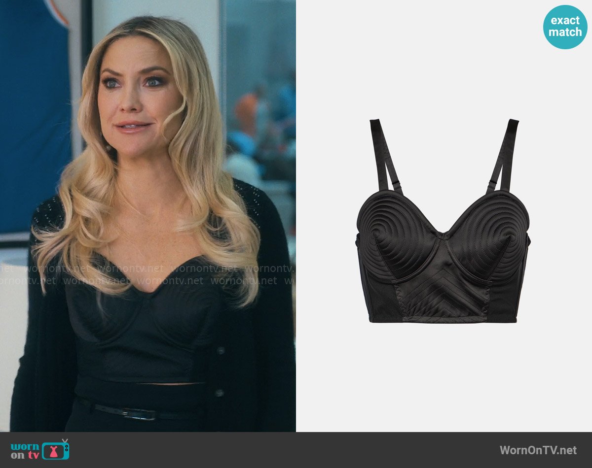 Jean Paul Gaultier Tattoo Iconic satin bra top worn by Isla Gordon (Kate Hudson) on Running Point