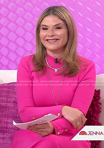Jenna's pink button sleeve top and skirt on Today