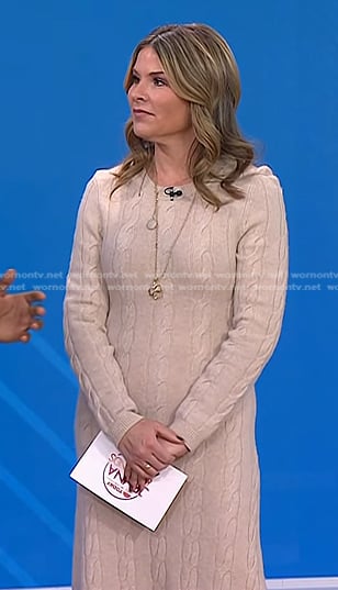 Jenna's beige cable knit sweater dress on Today