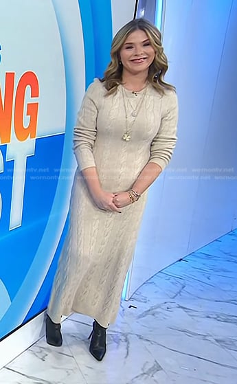 Jenna's beige cable knit sweater dress on Today