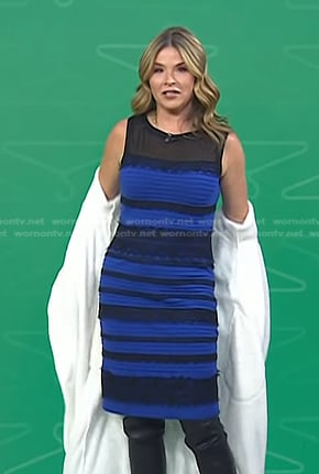 Jenna's blue and black lace stripe dress on Today