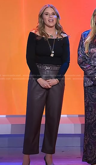 Jenna's brown belted leather pants on Today