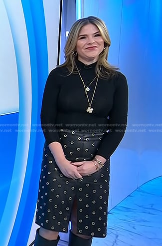 Jenna’s black grommet leather skirt on Today