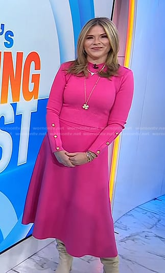 Jenna's pink button sleeve top and skirt on Today