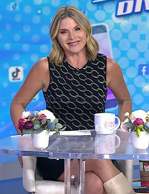 Jenna's black chain print mini dress on Today