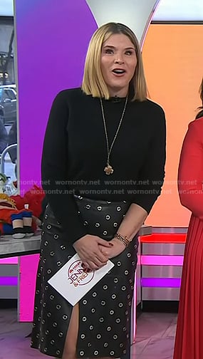 Jenna's black grommet leather skirt on Today