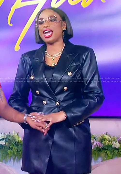 Jennifer's black leather blazer dress on The Jennifer Hudson Show