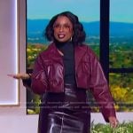 Jennifer’s burgundy leather skirt on The Jennifer Hudson Show