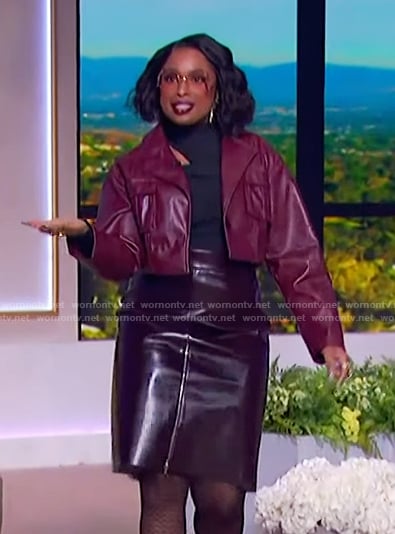 Jennifer's burgundy leather skirt on The Jennifer Hudson Show