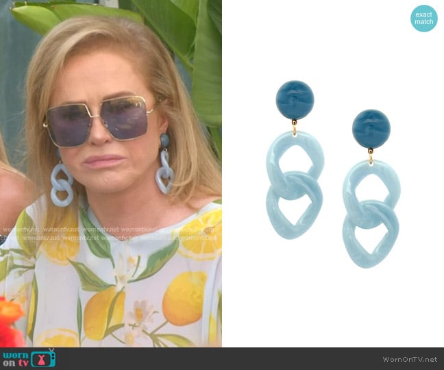 Jennifer Miller Blue Resin Clip On Earrings worn by Kathy Hilton on The Real Housewives of Beverly Hills