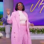 Jennifer’s pink tweed cargo pants and coat on The Jennifer Hudson Show