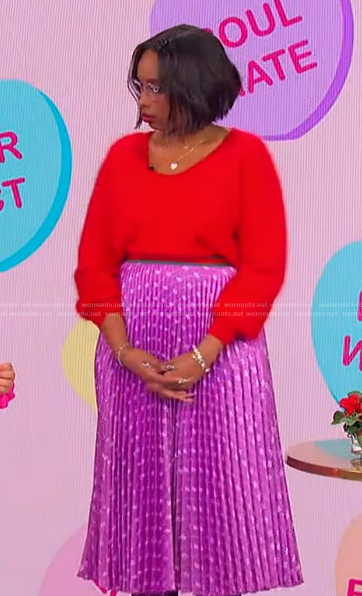 Jennifer's purple satin pleated skirt on The Jennifer Hudson Show