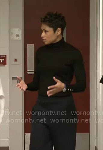 Jericka Duncan's black turtleneck sweater on CBS Mornings